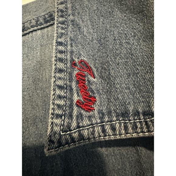 Tweety Bird Vintage Y2K Looney Tunes Embroidered Womens Denim Button Up Shirt XL - Picture 2 of 12